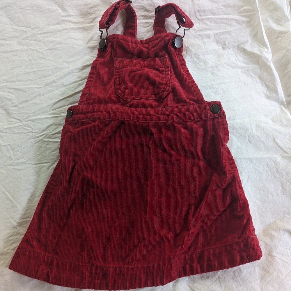 Hanna Andersson corduroy red jumper overall dress, 2T (85cm)